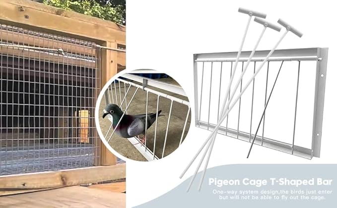10pcs Racing Pigeon Birdcage Entrance Trap,Bird one-Way Curtain Window Loft Iron Rotatable T-bar,Pigeon Trap Door Supplies