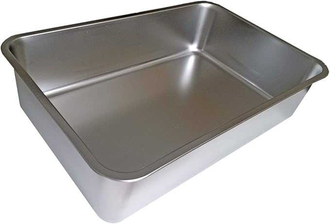 Stainless Steel Cat Litter Box 20"x14"x4", Corrosion Resistant Easy Clean No Odor Durable Pan (L (20"x14"), 4" Deep)