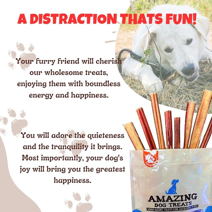 Amazing Dog Treats - 6 Inch Medium Size Bully Sticks (25 Count) - Bulk Bully Sticks for Dogs - No Hide Bully Stick Dog Bones