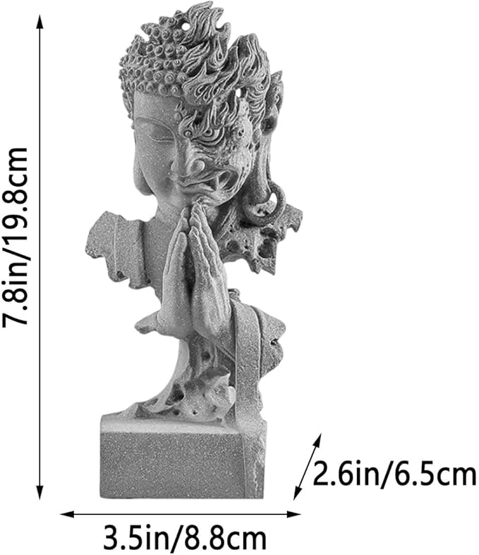 livelyfish Meditating Buddha Statue Zen Garden Statues Sandstone Thinker Buddha Sculpture Figurine for Fish Tank Aquarium Home Decorations, Gift (C)