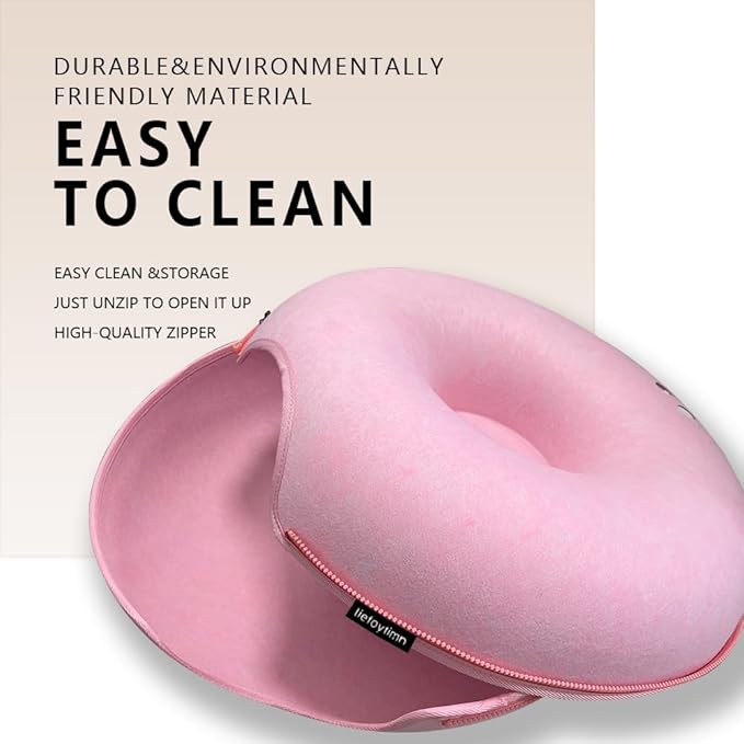 Tunnel nest, Donut nest, Fun Ventilation peep Hole, Detachable Zipper cat Bed, Felt Washable, All Season Universal cat Bed Suitable for Cats (Pink, Small)