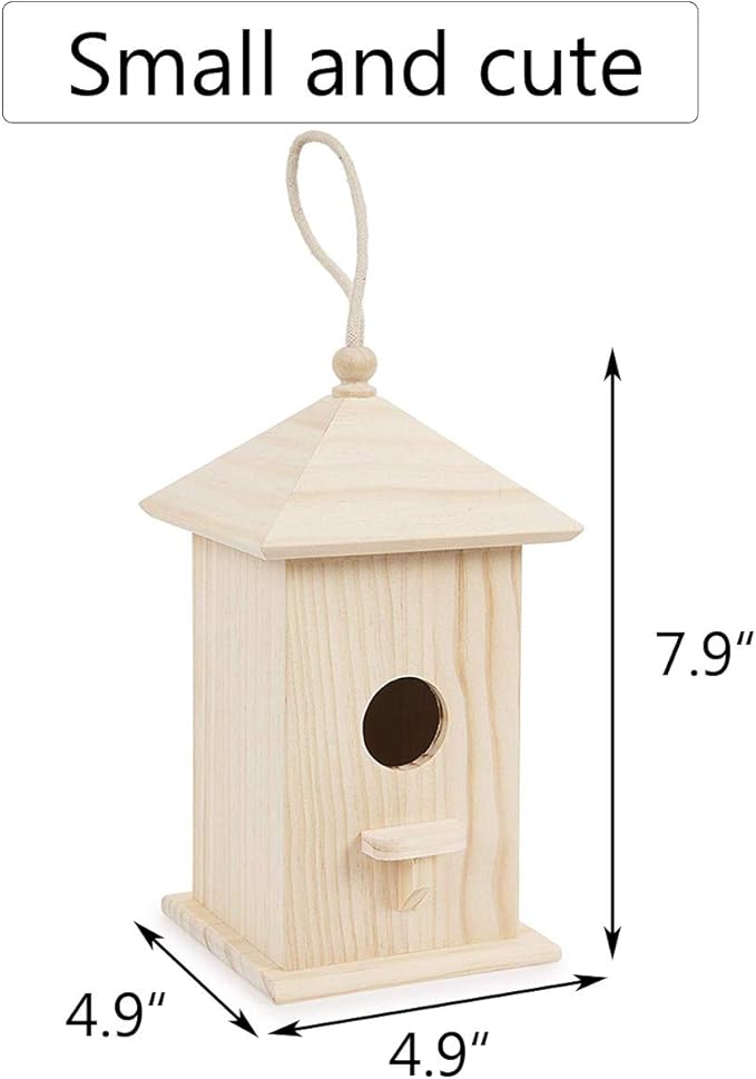 Wooden Birdhouse Creative Wooden Hanging Bird House for Small Bird DIY Birdcage Making or Decoration