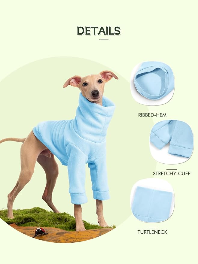 Dog Fleece Sweater Turtleneck Long Sleeve Pullover Sweatshirt Warm Puppy Clothes for Small Medium Dogs