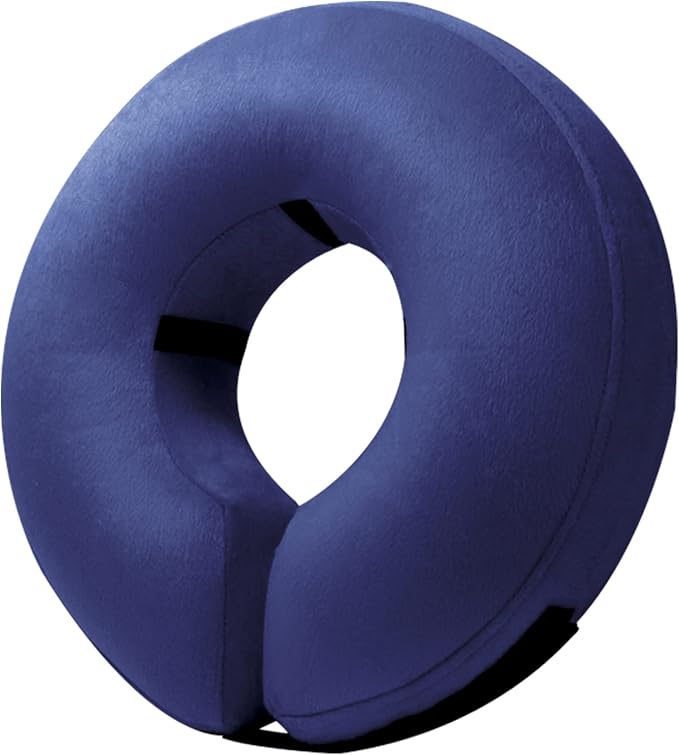 BENCMATE Inflatable Dog Cone Collar Alternative, Soft Dog Cone for Small Medium Large Dogs and Cats, Neck Recovery ECollar Donut Collar After Surgery (Medium, Navy Blue)