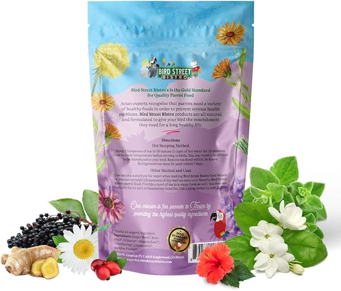 Parrot Tea 3oz - Parakeet & Cockatiel Food Vitamin Substitute - Bird Health Supplies - Bird Food Topper