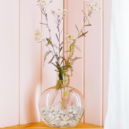 20Ibs White River Rocks, Premium 1-2 Inch River Pebbles for Indoor and Outdoor Landscaping, Perfect for Indoor Plants, Aquariums, Vases, and Garden Decoration