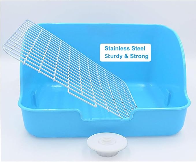 Rat Small Litter Box, 10"x8" Square Corner Litter Box Training Pan with Grid Potty Tray Toilet for Cage Small Animal/Rabbit/Guinea Pig/Bunny/Ferret (Blue)