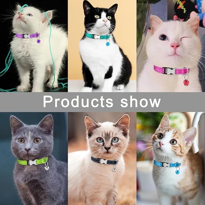 Teal Cat Collar with Bell, Reflective Nylon X-Small Puppy Collars Soft Adjustable Buckle for XXS XSmall Small Puppy Female Tiny Pets Dogs Boy Girl Kitten Yorkie Chihuahua XS