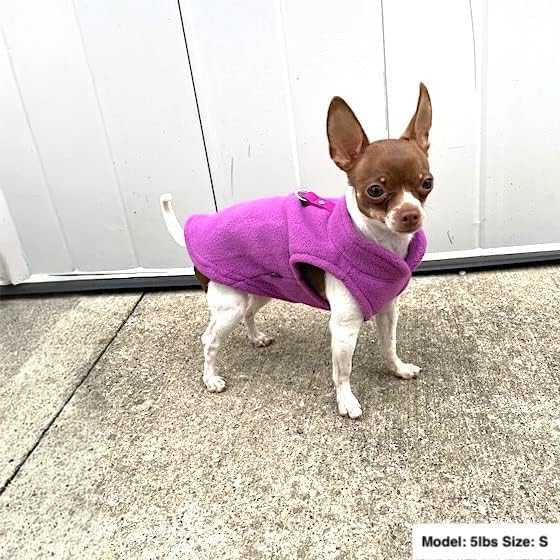 JACKO & CO - Fleece Vest Sweater with Leash Ring - Soft Lightweight Breathable for Puppies Small Medium Dogs, Kitten, Cats, Chihuahua - Warm for Fall/Autumn/Winter (Purple, XX-Large 25-35lbs)