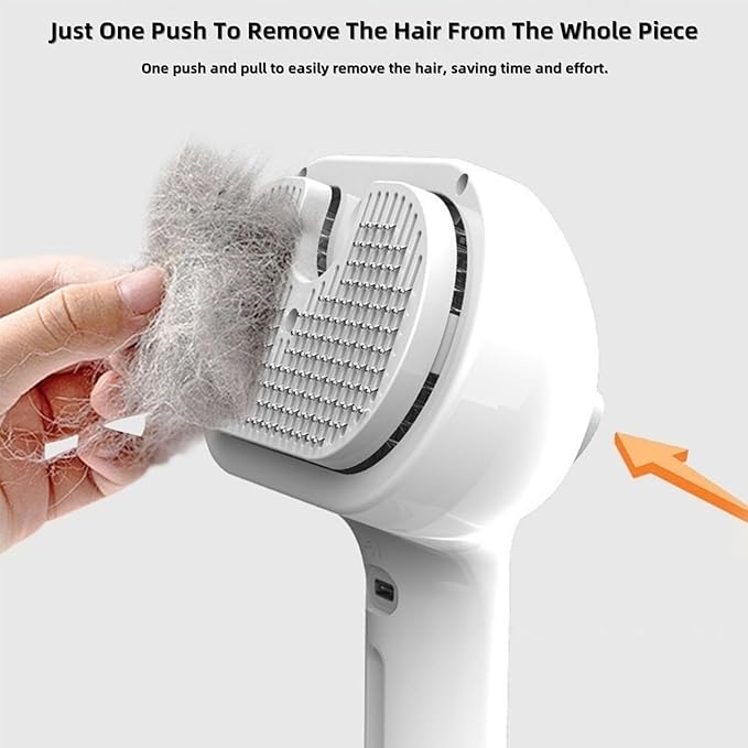 Cat Steam Brush for Indoor Cats - 3 in 1 Steam Brush for Cats with Mist Spray, Self Cleaning & Pet Hair Removal, Gentle Cat Grooming Tool for Shedding (White)