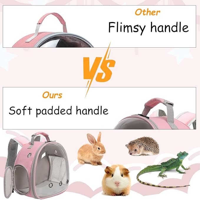 Portable Travel Backpack Habitat for Small Animal, Space Capsule Bubble Window Guinea Pig Bird Bearded Dragon Turtle Carrier Rabbit Squirrel Hamster Cage Breathable Handbag