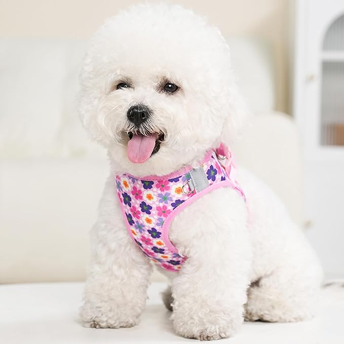 Small Dog Harness and Leash Set, Step in Dog Harness No Pull for Walking Running Training, Puppy Essentials for Dogs Cat Bunny, Adjustable Reflective Dog Vest Harness. (Pink, M)