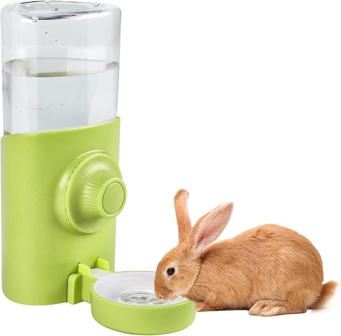 Rypet Hanging Rabbit Water Bottle Cage, 21oz Guinea Pig Water Bottle Dispenser, Automatic Small Pet Cage Water Feeder for Bunny Chinchilla Hamster Hedgehog Ferret Rat Gerbil Small Animal (Green)