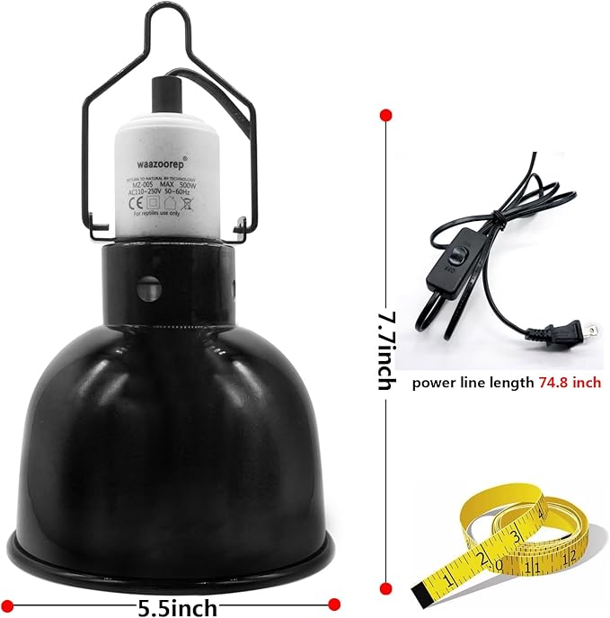 Reptile Light Fixture 2 Pack 5.5 Inch Deep Dome Lamp Fixture,Optical Reflection Reptile Basking Heat Bulb Lampshade for Bearded Dragon, Turtle, Snake and Lizard Terrarium