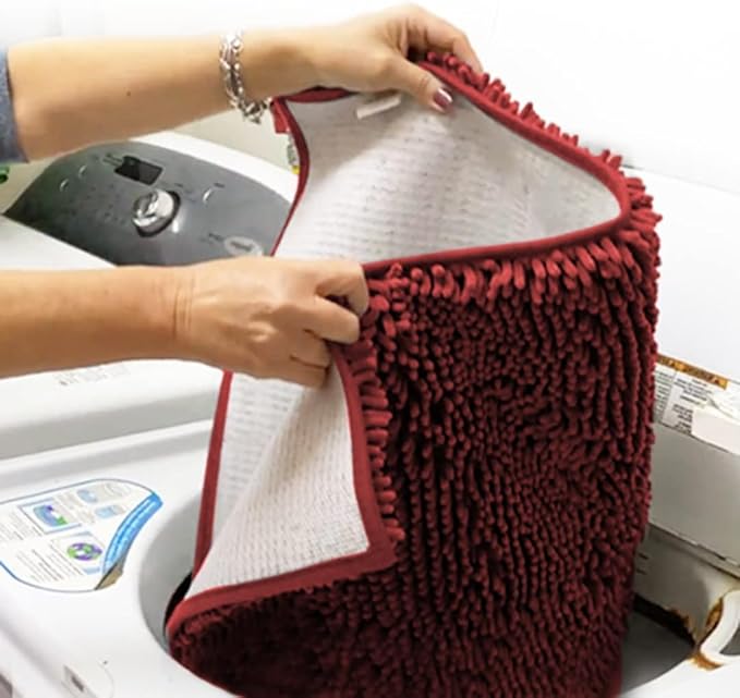 Muddy Mat® Shown on TV – Super Absorbent Door Mat Indoor, Microfiber Quick Dry Chenille Entryway Rug, Non-Slip Front Door Mat, Indoor Mats for Entryway, Machine Washable Pet Rug, Red 24"x36"