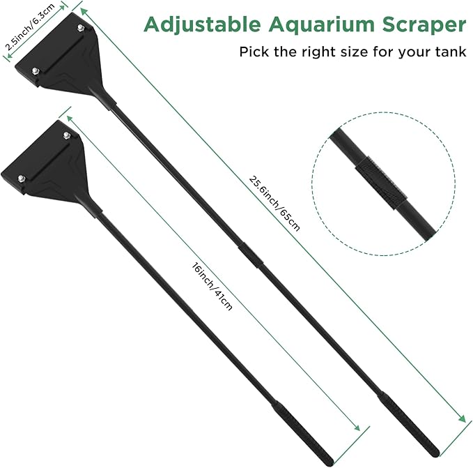 Lominie Aquarium Algae Scraper for Glass Aquariums Fish Tank Scraper 25.6" Aquarium Glass Cleaner with 10 Blades, Aquarium Glass Cleaning Tools