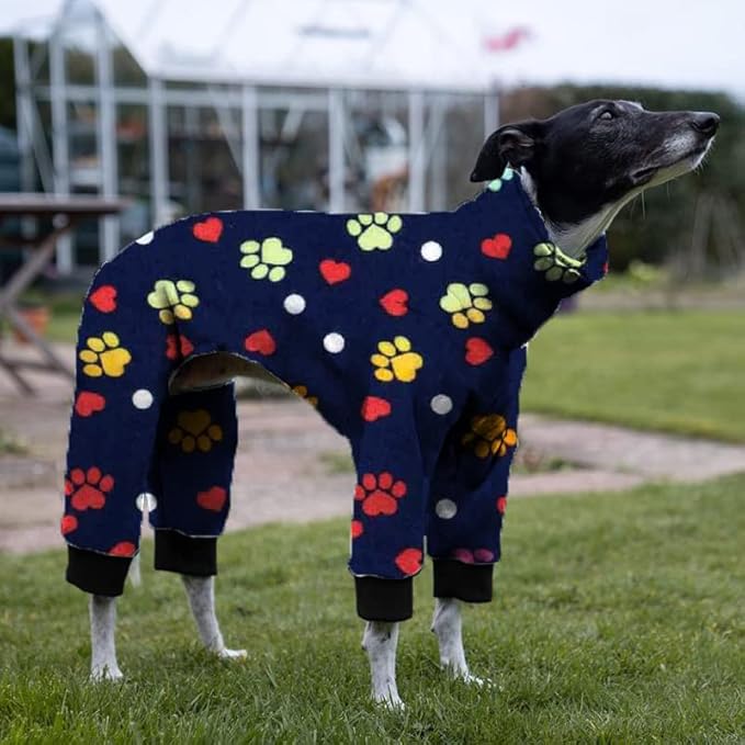 Cnkwei Dog Pajamas Medium Large Dog Paw Printed Greyhound Pajamas Jumpsuit Bodysuit