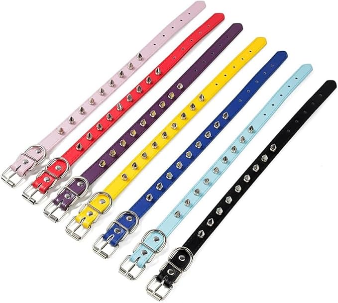 Spiked Dog Collar for Small Dogs, Mushrooms Rivet Soft Pu Leather Spike Stud Studded Cat Collar Adjustable for Mini Tiny Breed Pet Teacup Puppy (M, Black)
