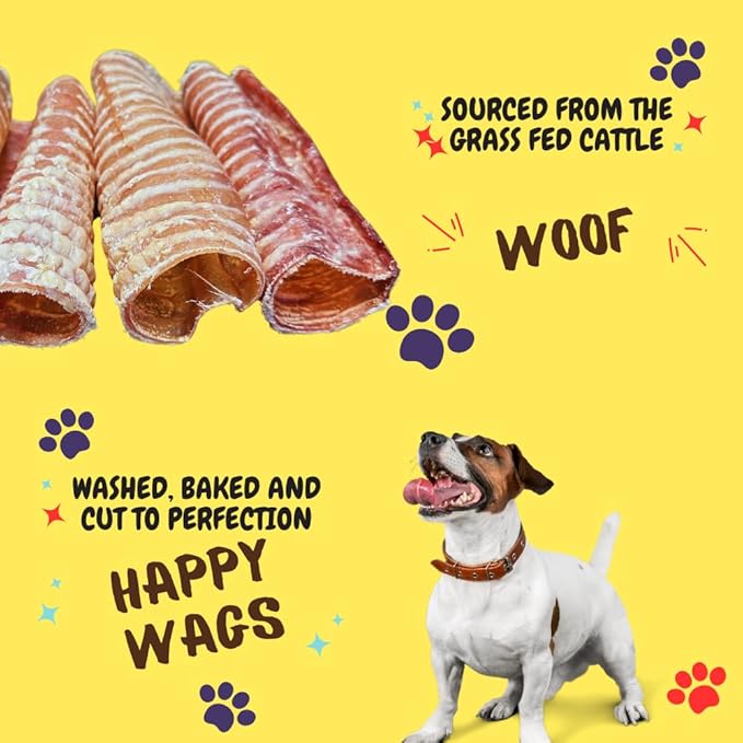 Woofley's Beef Trachea - (6 Inch 10 Pack) - Trachea Treats for Dogs - Natural Source of Glucosamine and Chondrotin for Joint Health - 100% Natural Beef Windpipe for Dogs
