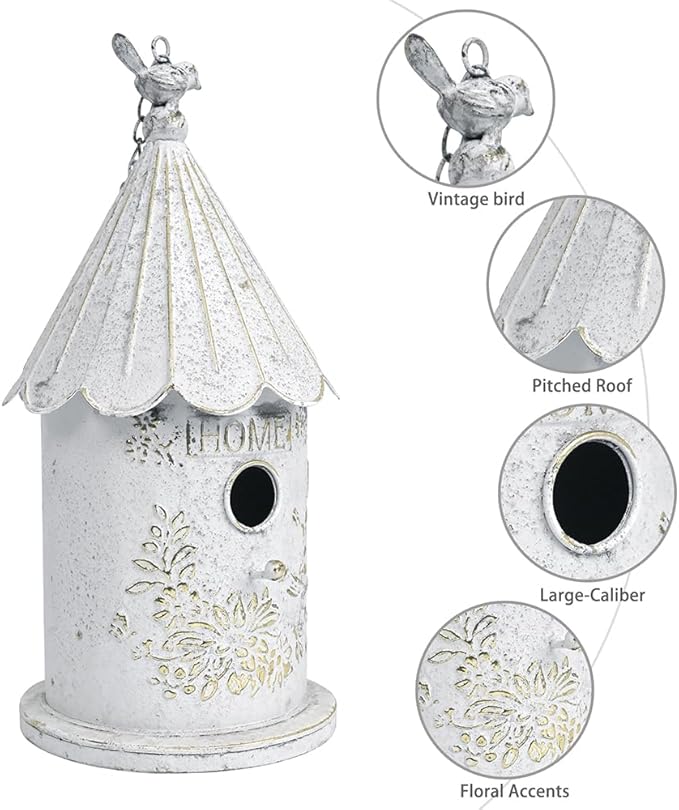 Metal Hanging Birdhouses for Outdoors Bird Houses for Outside Unique Bird Nest for Bluebird Wren Chickadee Sparrow Bird Nest Box for Garden Patio