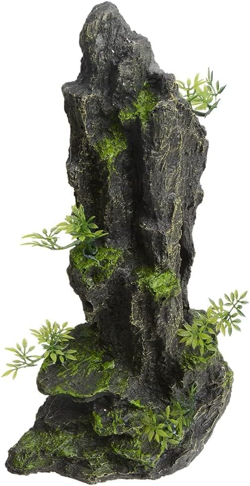 AnRui Aquarium Decorations Large and Tall Mountain View Stone Betta Hideout Fish Tank Accessories Decor Cute Tree Rock Cave Landscape for Turtles, Fish to Play, 14.4inch