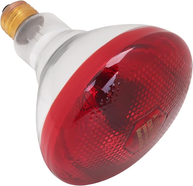 Aiicioo Infrared Heat Lamp Bulb 250W Red Infrared Heat Bulb for Chickens Reptile Heat Light Bulb for Brooder Coop Chicks Pet Reptile Amphibians Par38 Glass E26 Base