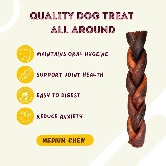 Woofley's 6 Inch Braided Collagen Sticks for Dogs - (50 Count) Bully Stick Rawhide Alternative Dog Chews No Hide Bones for Medium & Large Dogs