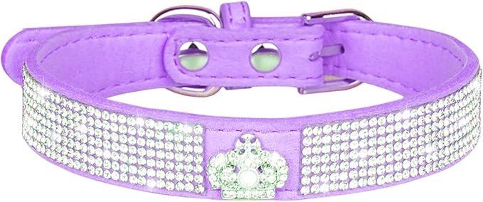 Cute Dog Collar with Bling Rhinestone, Fancy Crystal Diamond Glitter Pretty Jewel Soft Cat Collars for Small Medium Large Breed Dogs Girl Female Pet Puppy Kitten Terrier (XS, Purple5)