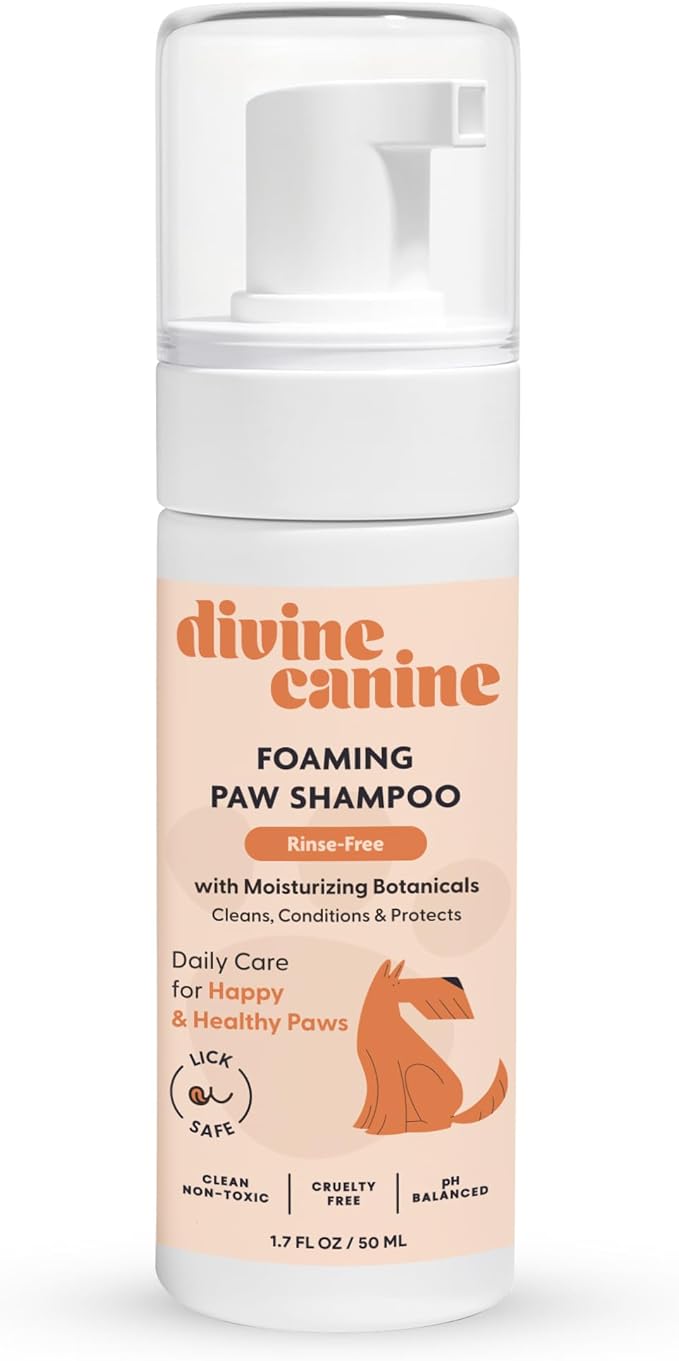 Foam Dog Paw Cleaner - 1.7 Fl Oz of Alcohol Free Foaming Paw Sanitizer Spritz - Made with Coconut, Aloe, Copaiba Oil, and Lemongrass Oil to Nourish and Clean Paws - Made in The USA