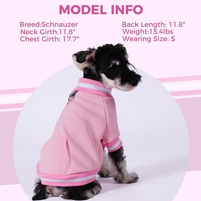 BINGPET Dog Sweatshirt Pullover, Warm Fleece Dog Sweater with Built-in D-Ring and Leash Hole, Cozy Fall Clothes & Winter Coat Pet Outfit Soft Puppy Sweater for Small Medium Large Dogs(Pink,M)