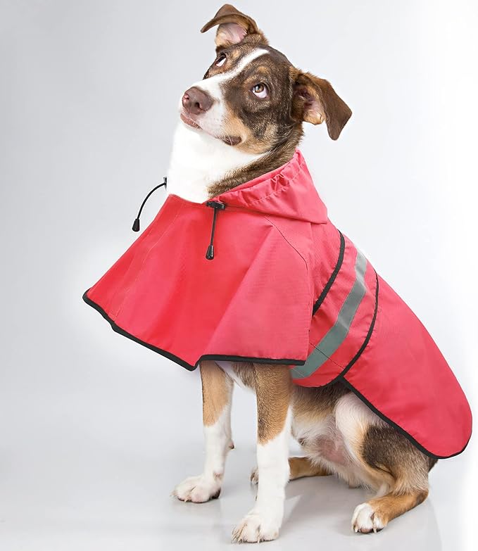Candofly Dog Raincoat Hooded Poncho - Adjustable Waterproof Dog Rain Jacket Lightweight Reflective Dog Rain Coat Pet Slicker for Small Medium Large Dogs (X-Large, Bright Red)