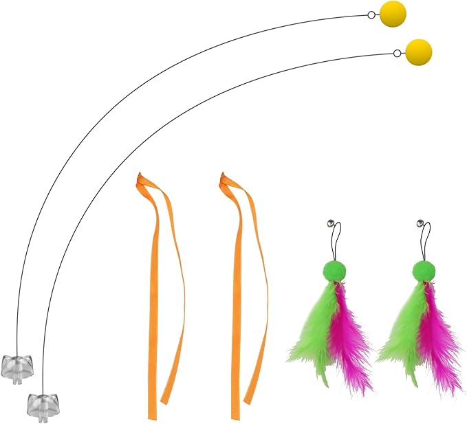 Interactive Cat Toys Cat Exercise Tumbler, Rechargeable Cat Toys for Indoor Cats Spin Butterfly Game Teasing Kitty, Extra Long Feather Wand (Attachment)