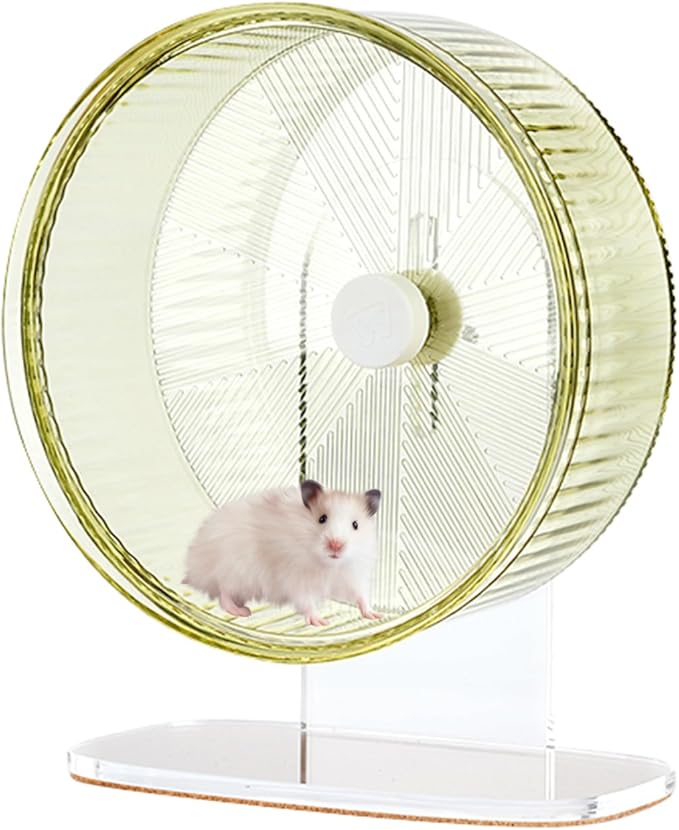Super-Silent Hamster Exercise Wheel: Silent Spin Toys Hamster Running Wheels with Height Adjustable Stand for Hamsters Gerbils Mice Or Other Small Animals -8.5inch Green