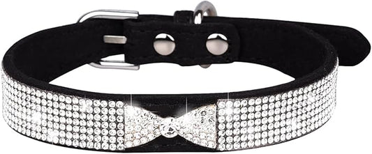 Cute Dog Collar with Bling Rhinestone, Fancy Crystal Diamond Glitter Pretty Jewel Soft Cat Collars for Small Medium Large Breed Dogs Girl Female Pet Puppy Kitten Terrier (XS, Black4)