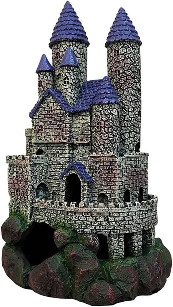 SLOCME Aquarium Middle Ages Resin Castle Decorations - Fish Tank Gothic Castle Hiding Cave Ornament