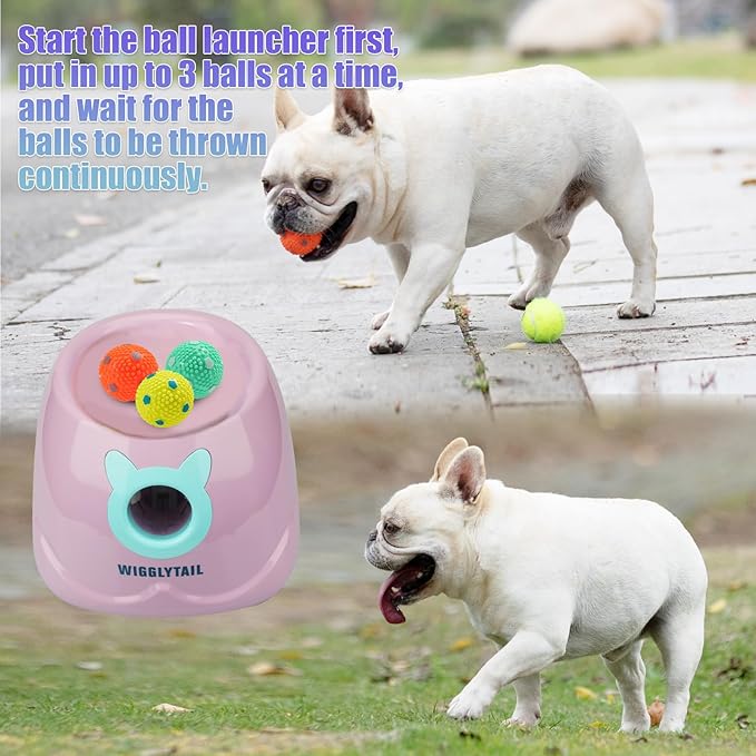 Automatic Dog Ball Launcher, Dog Ball Fetch Machine with Remote Control, Auto Ball Thrower for Small Dogs and Puppies, Pet Self Playing Toys, Indoor and Outdoor Interactive Toys with 10 Balls