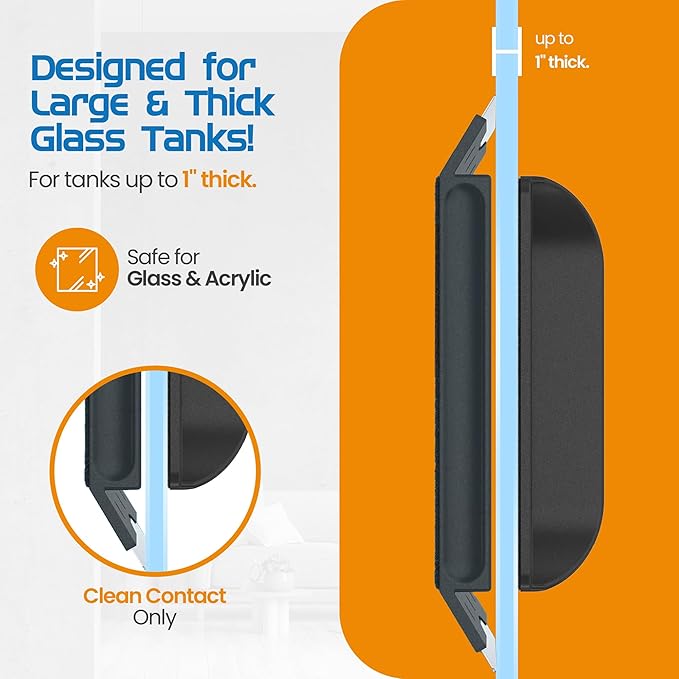 Flipper EDGE 2-in-1 Scrubber Scraper Floating Magnetic Fish Tank Aquarium Cleaner with DUAL BLADES - Efficient Glass & Acrylic Aquarium Cleaning Tools (Standard)