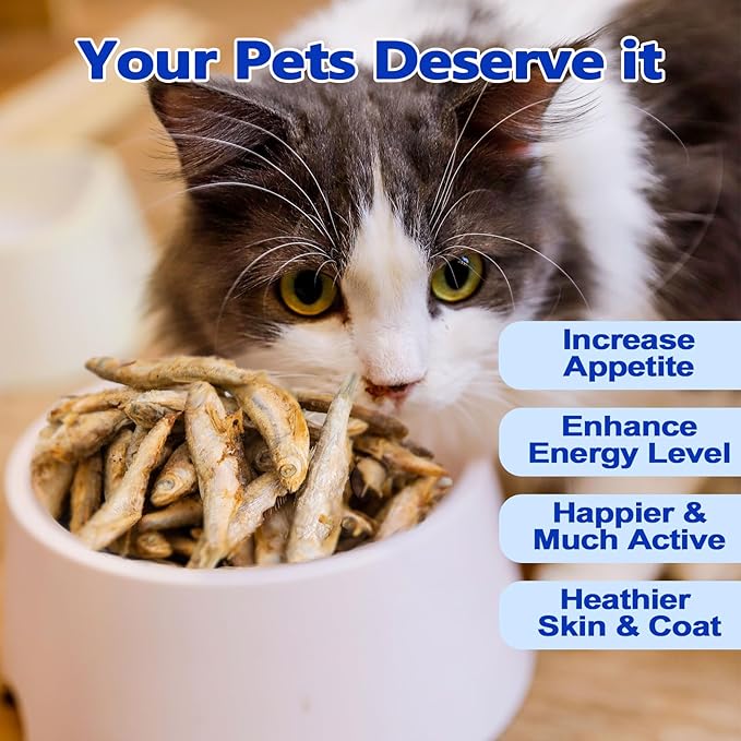 Amzey Minnows - 7 oz Freeze Dried - 100% Natural Premium Cat Treats - Minnows Treats - Freeze Dried Minnows for Cats & Dogs - Bulk Package Minnows (1.6 "to 2.8" Length Each)