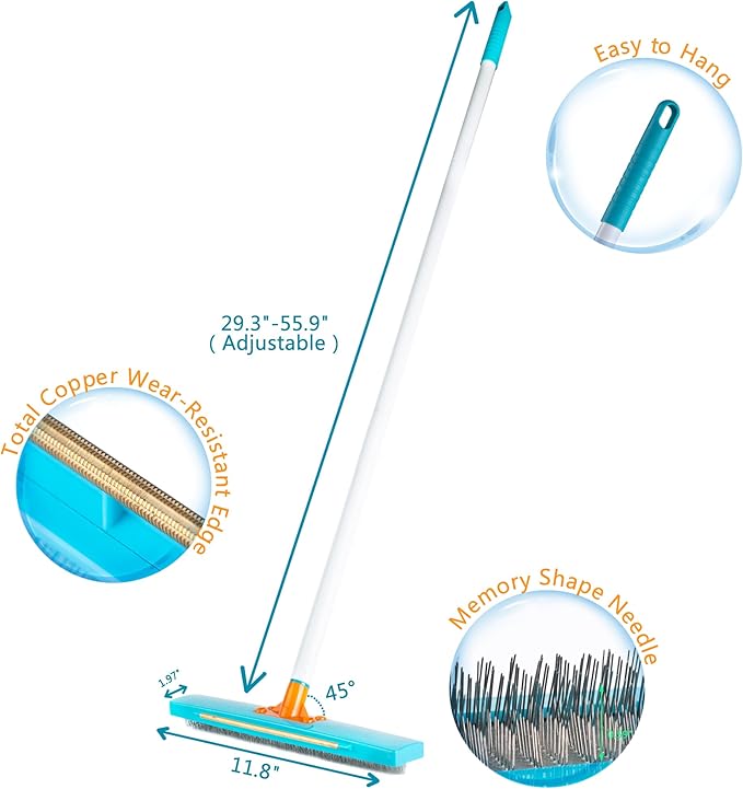 Carpet Rake-Carpet Hair Removal Tool-Carpet Rake to Fluff Carpet-Carpet Scraper Brush Rug Comb Pet Cat Fur Dog Hair Remover for Couch Furniture Carpet Broom