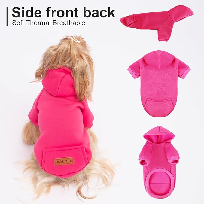 2 Pack Dog Hoodie Warm Hood Dog Sweater Cold Weather Small Dogs Sweatshirt Comfort Pet Clothes for Small Medium Dogs with Pockets Cats Chihuahua Clothes for Male Female Girl Boy Sporty Daily Wear