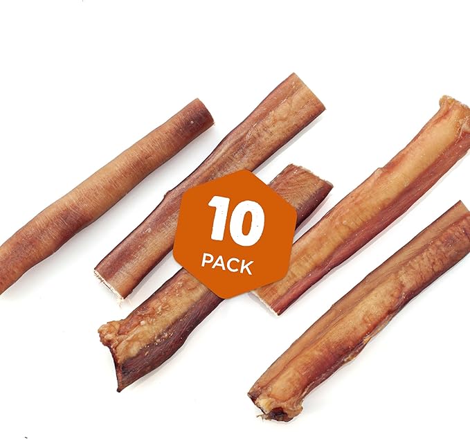 Best Bully Sticks Hickory Smoked Thick 6 Inch Bully Sticks - 10 Count (Pack of 1) - Natural, Grain and Odor-Free, Smoky Aroma, No Additives, Grass-Fed