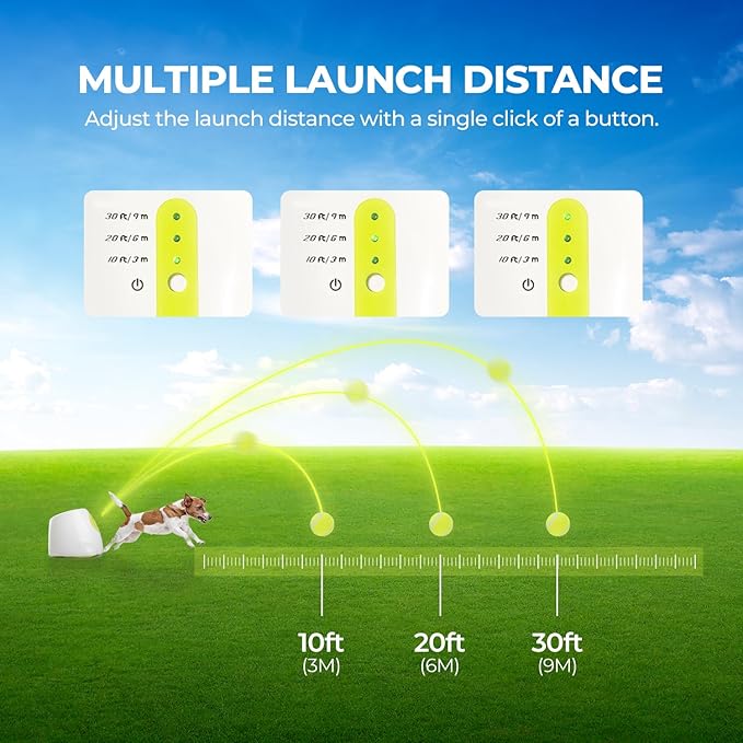 AFP Automatic Ball Launcher for Dogs Dog Fetch Ball Thrower Interactive Puppy Pet Ball Launcher for Small & Medium Dogs Indoor/Outdoor Dog Ball Thrower Machine 3 Balls Included (2 inch)