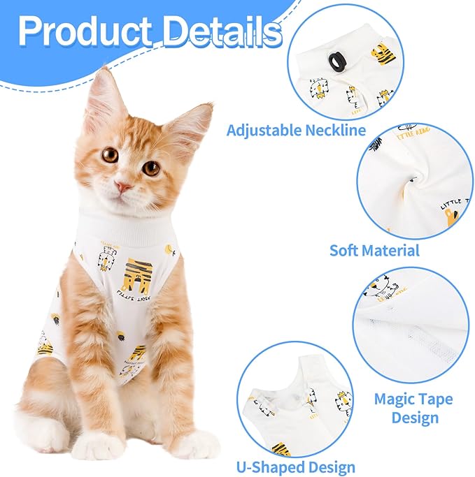 Cat Recovery Suit Female, Breathable Cat Onesie After Surgery Female for Abdominal Wounds or Skin Diseases, Surgery Recovery Suit Kitten Onesie After Spay Wear Anti Licking
