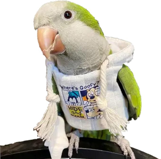 Bird Costume Diaper Flight Suit Frog Shape Hoodie Clothes Cosplay Photo Prop for Parrots Parakeet Cockatiel Sun Conure, Small Animals Apparel (White with Hat, Medium), Green,White (BPF1)