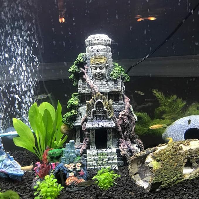SLOCME Aquarium Large Angkor Wat Buddha Statue Temple Decorations - Angkor Buddha Decor Fish Tank Large Statue Ornament
