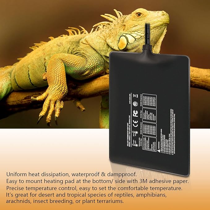 Reptile Heating Pad with Digital Thermostat, 8x12 Inch Under Tank Heat Pad for Reptiles/Tortoise/Snakes/Lizard/Gecko/Hermit Crab/Frog/Spider/Insect Breeding - Upgraded Terrarium Heating Pad