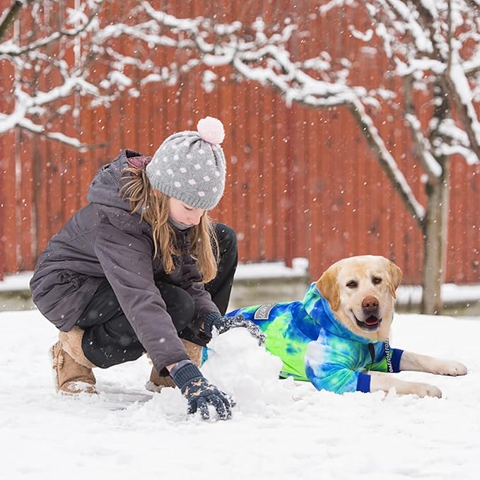 Dog Hoodies Winter Coat for Large Medium Dogs, Pullover 6 Legs Warm Coat Hooded Sweatshirt, Fleece Hoodie for Cold Weather (Bandhnu Green, 2X-Large)