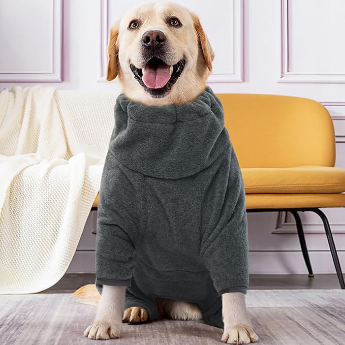 ROZKITCH Dog Winter Coat Soft Fleece Pullover Pajamas, Pet Windproof Warm Cold Weather Jacket Vest Cozy Jumpsuit Apparel Outfit Clothes for Small Medium Large Dog Walking Hiking Sleep Grey2XS