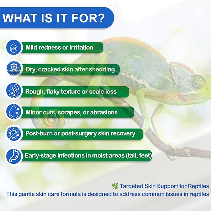 Reptile Skin Repair Spray – Natural Wound Care for Tail Rot, Shell Rot, Sores, Shedding, Burns – Fast Healing for Geckos, Lizards, Turtles,Snake & More