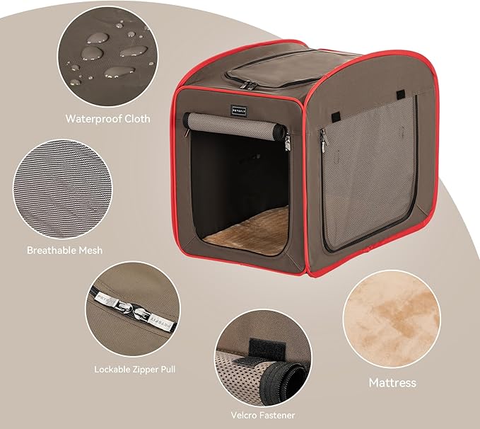 Petsfit Pop Up Dog Crates Kennel Carrier, Portable and Lightweight, Included Soft Mat and Carrying Case